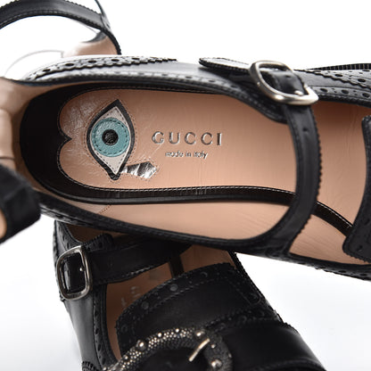 Gucci Calfskin Queercore Brogue Knee High Boots 39.5 Black 8 of 9