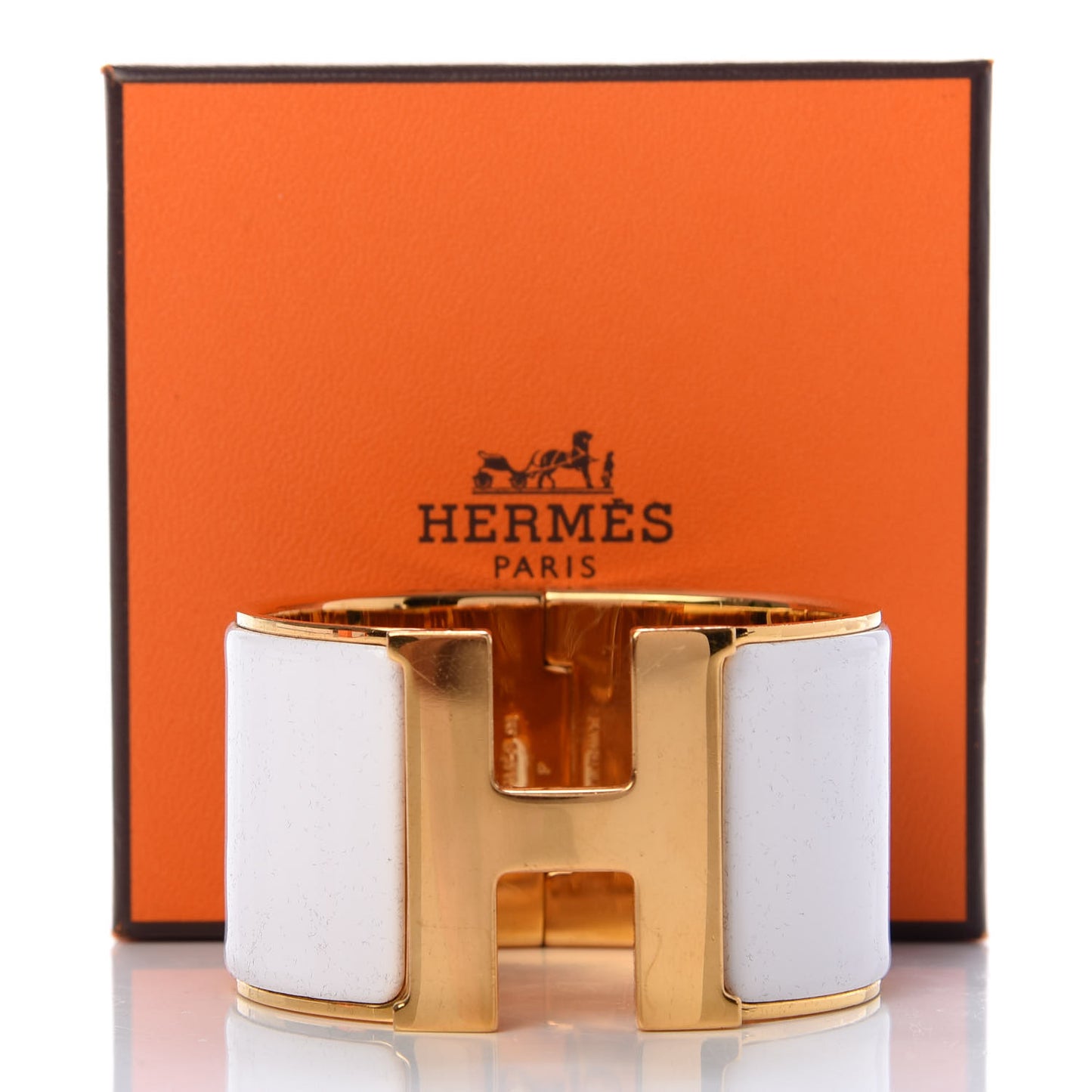 Enamel Extra Wide Clic Clac H Bracelet PM White
