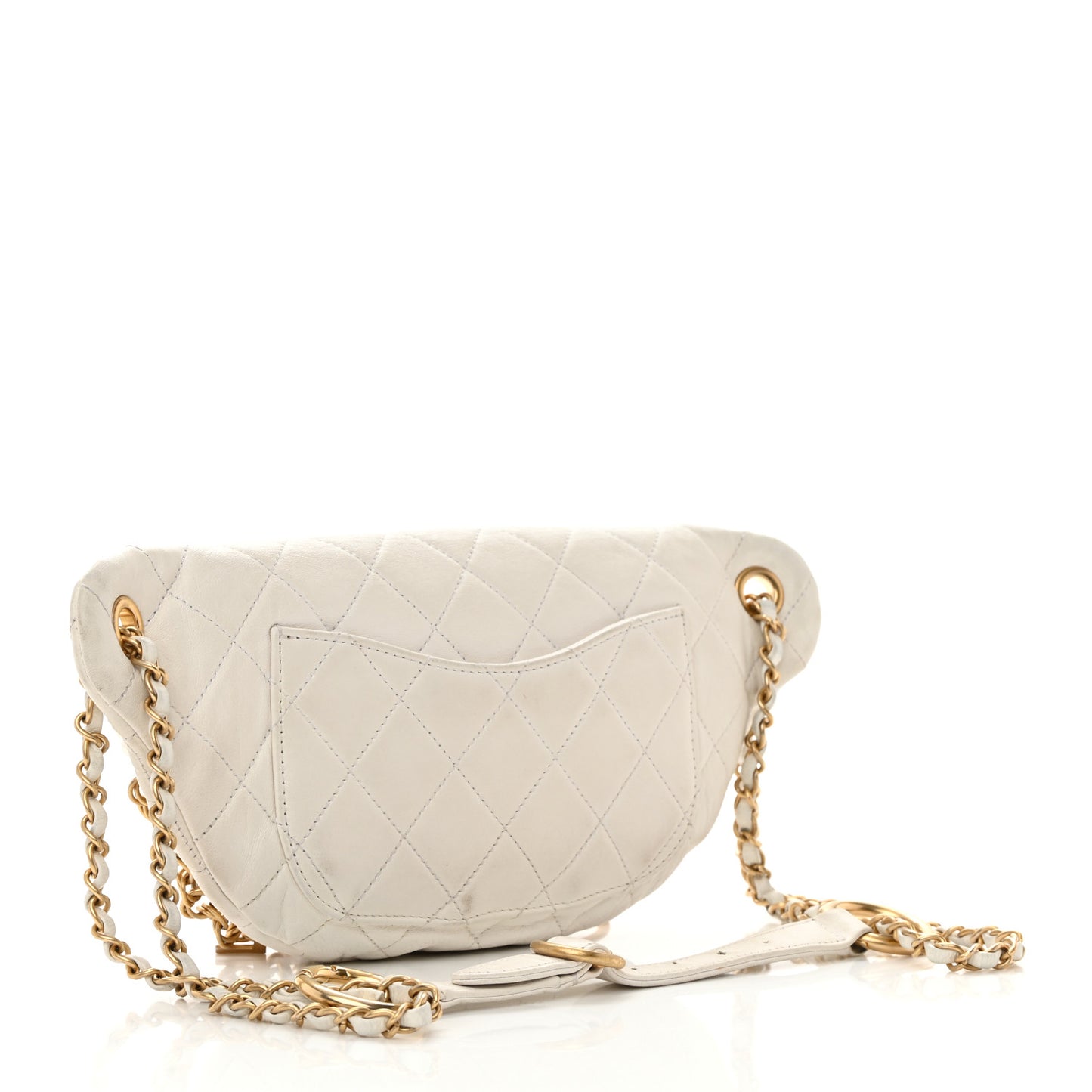 Lambskin Quilted All About Chains Waist Belt Bag White