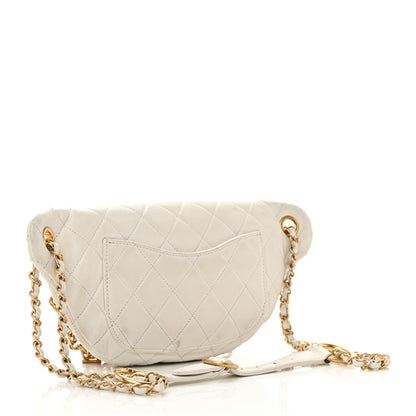 Chanel Lambskin Quilted All About Chains Waist Belt Bag White 3 of 14