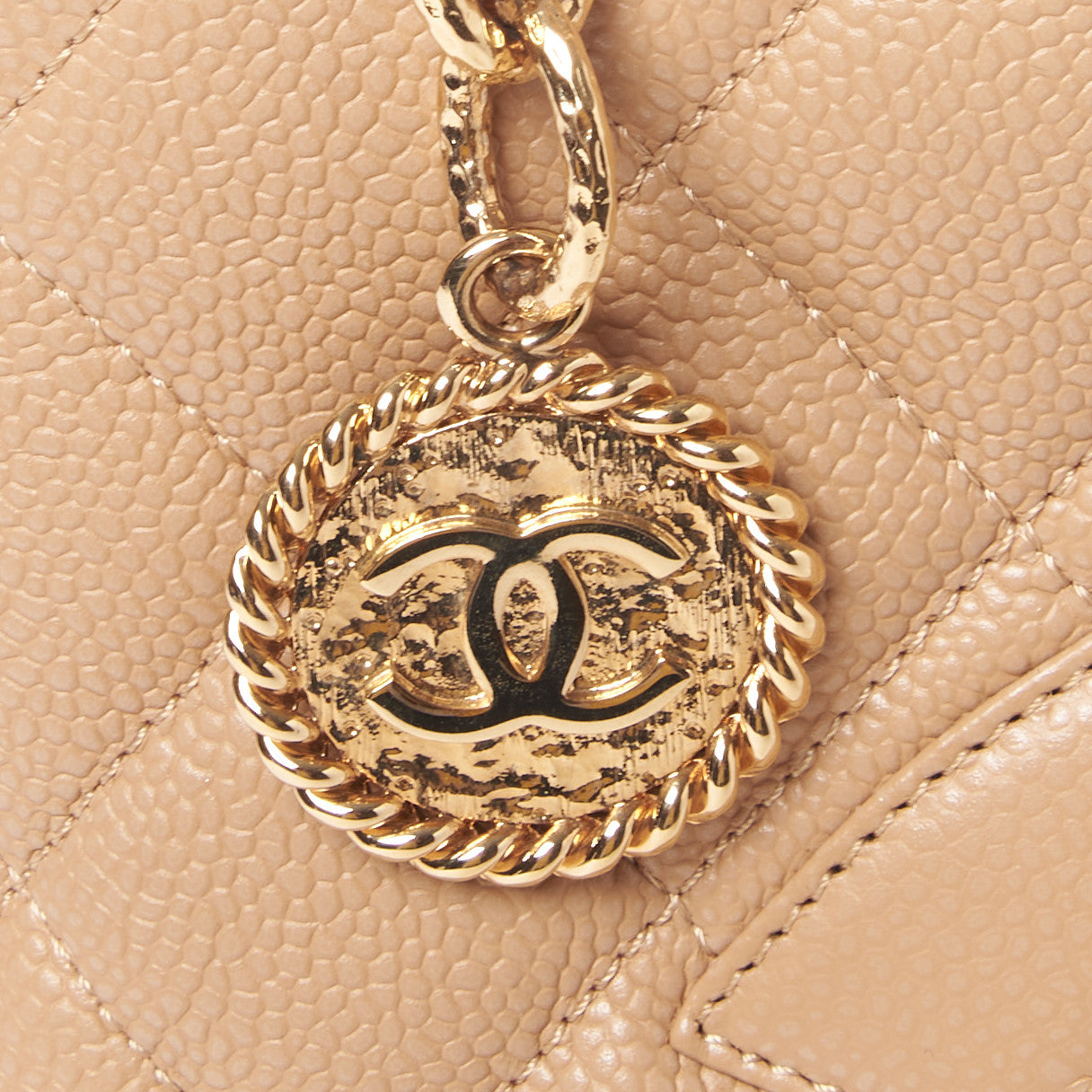 Chanel Caviar Quilted Medallion Tote Beige 7 of 9