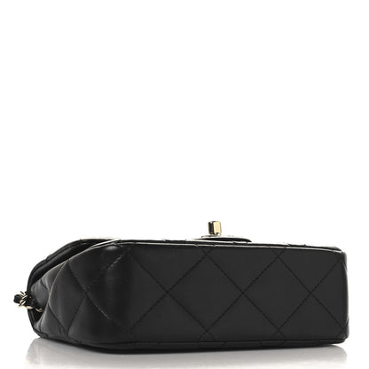 Chanel Lambskin Quilted Resin Pearl Chain Top Handle Flap Black 4 of 10