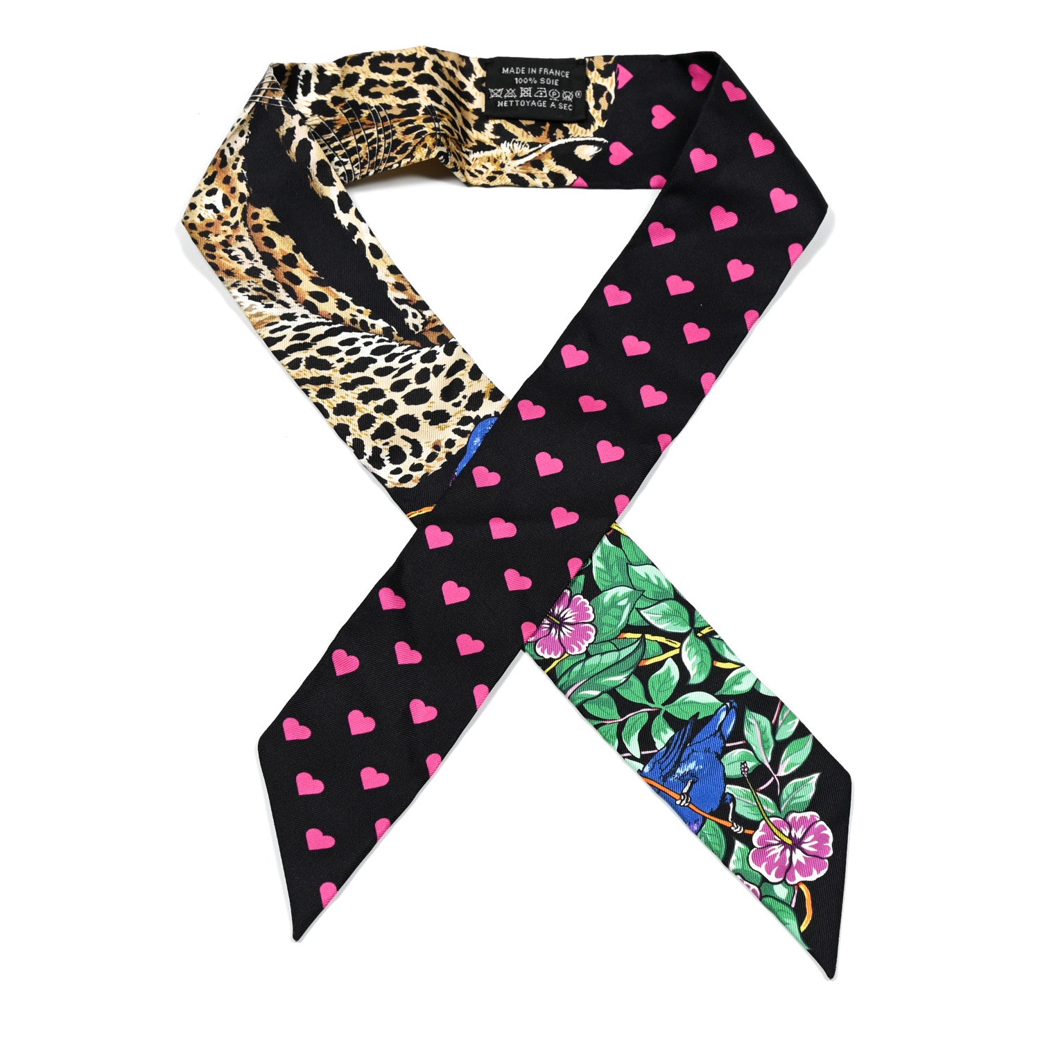 Hermes Silk Jungle Love Love Twilly Black Vert Rose Vif 1 of 4