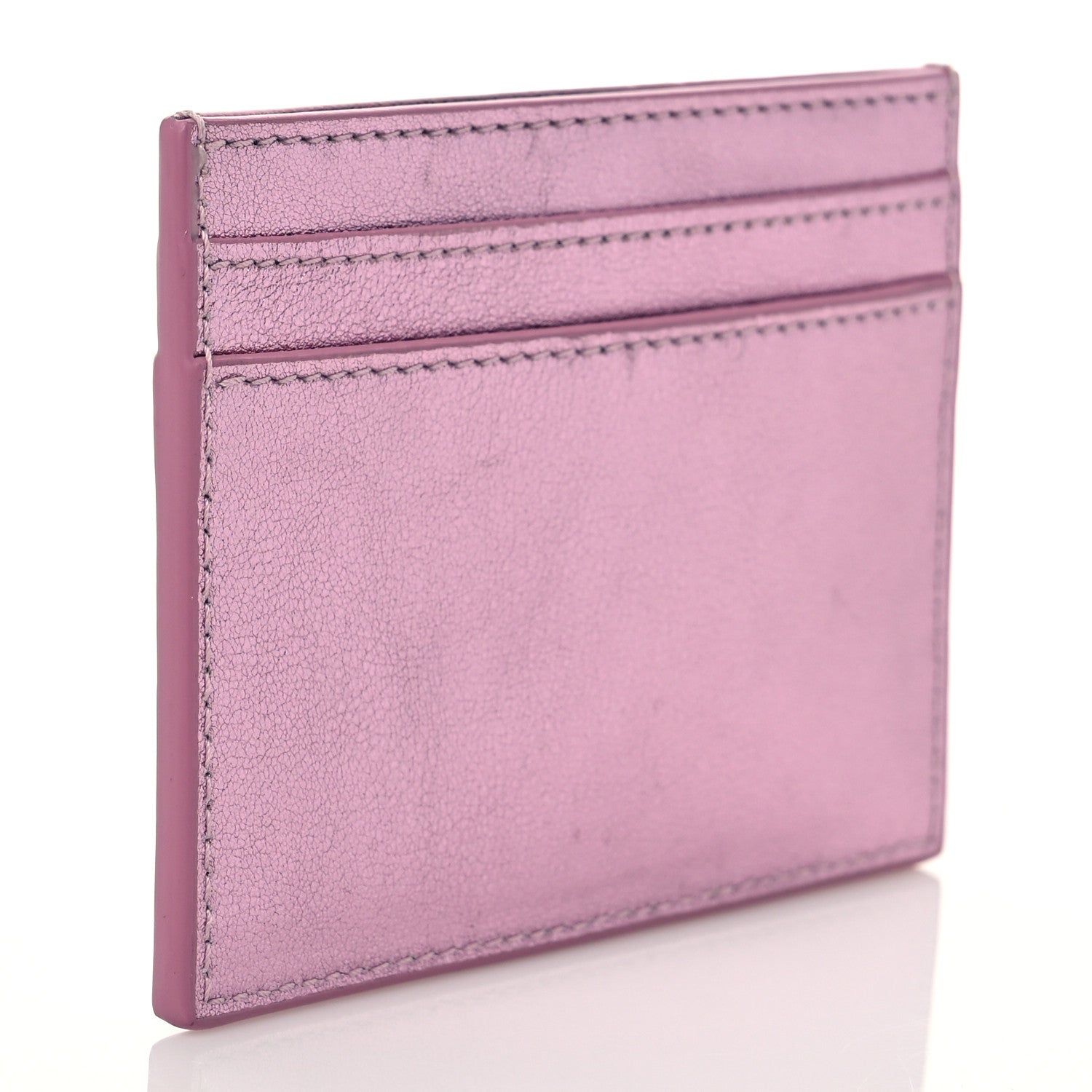 Saint Laurent Metallic Calfskin Monogram Credit Card Case Pink 3 of 7