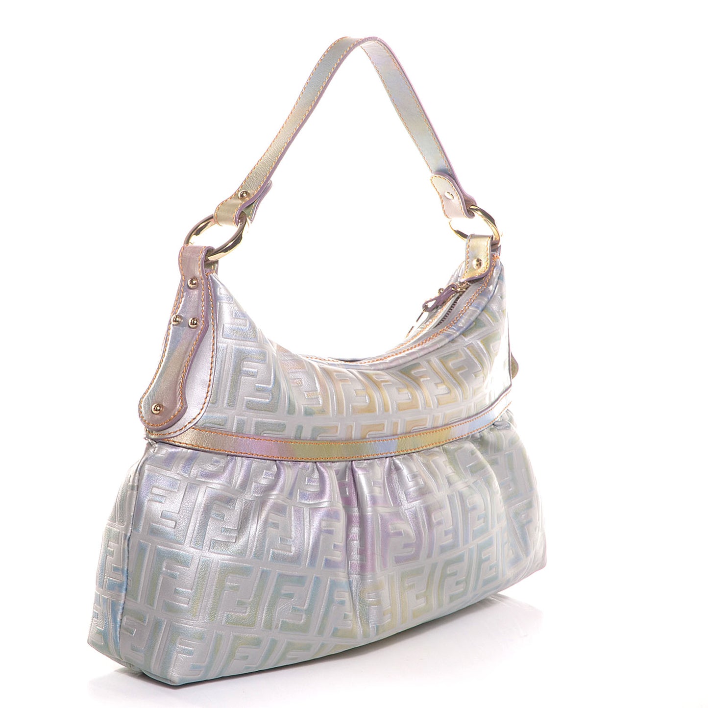 Metallic Calfskin FF Embossed Chef Hobo Multicolor