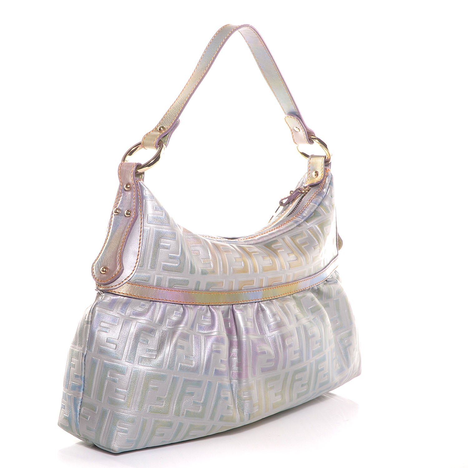 Fendi Metallic Calfskin FF Embossed Chef Hobo Multicolor 3 of 9