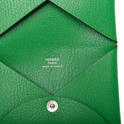 Hermes Chevre Chamkila Calvi Card Case Bamboo 6 of 8