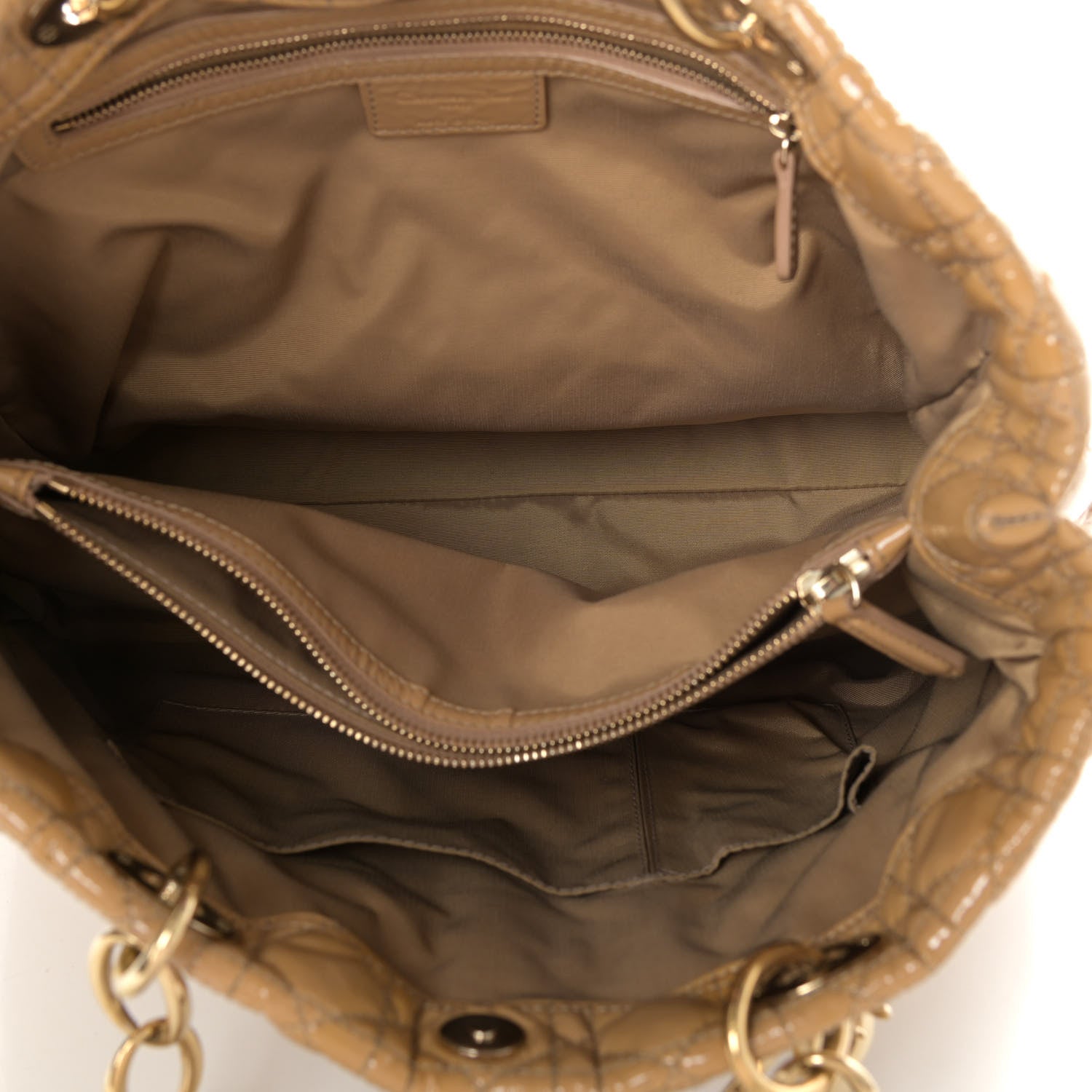 Christian Dior Patent Cannage Large Dior Soft Shopping Tote Beige 5 of 9