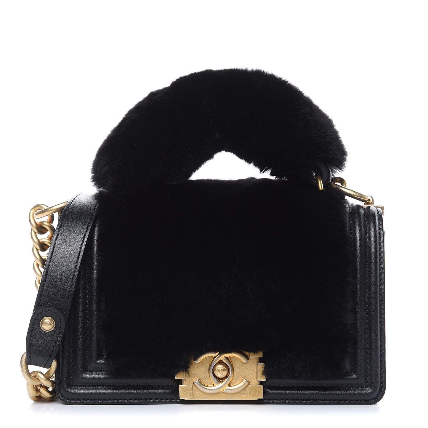 Orylag Rabbit Fur Calfskin Small Boy Flap Black