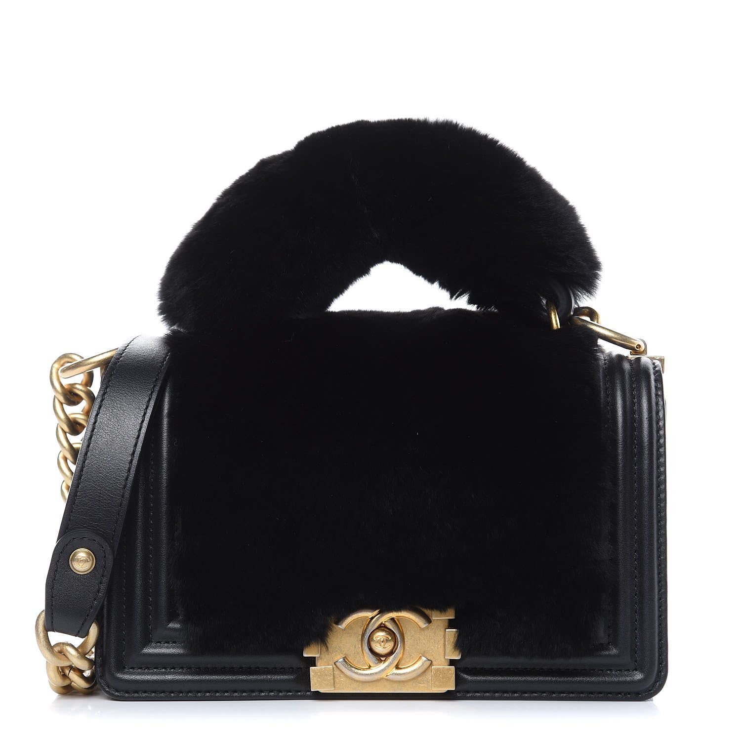 Chanel Orylag Rabbit Fur Calfskin Small Boy Flap Black 1 of 12
