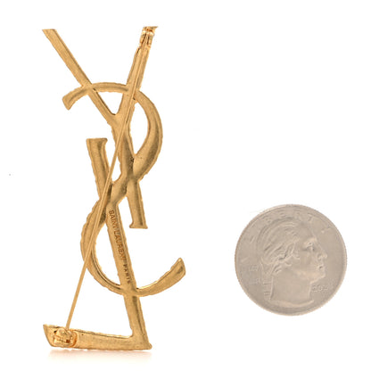 Saint Laurent Brass Cassandre YSL Twisted Brooch Gold 2 of 4