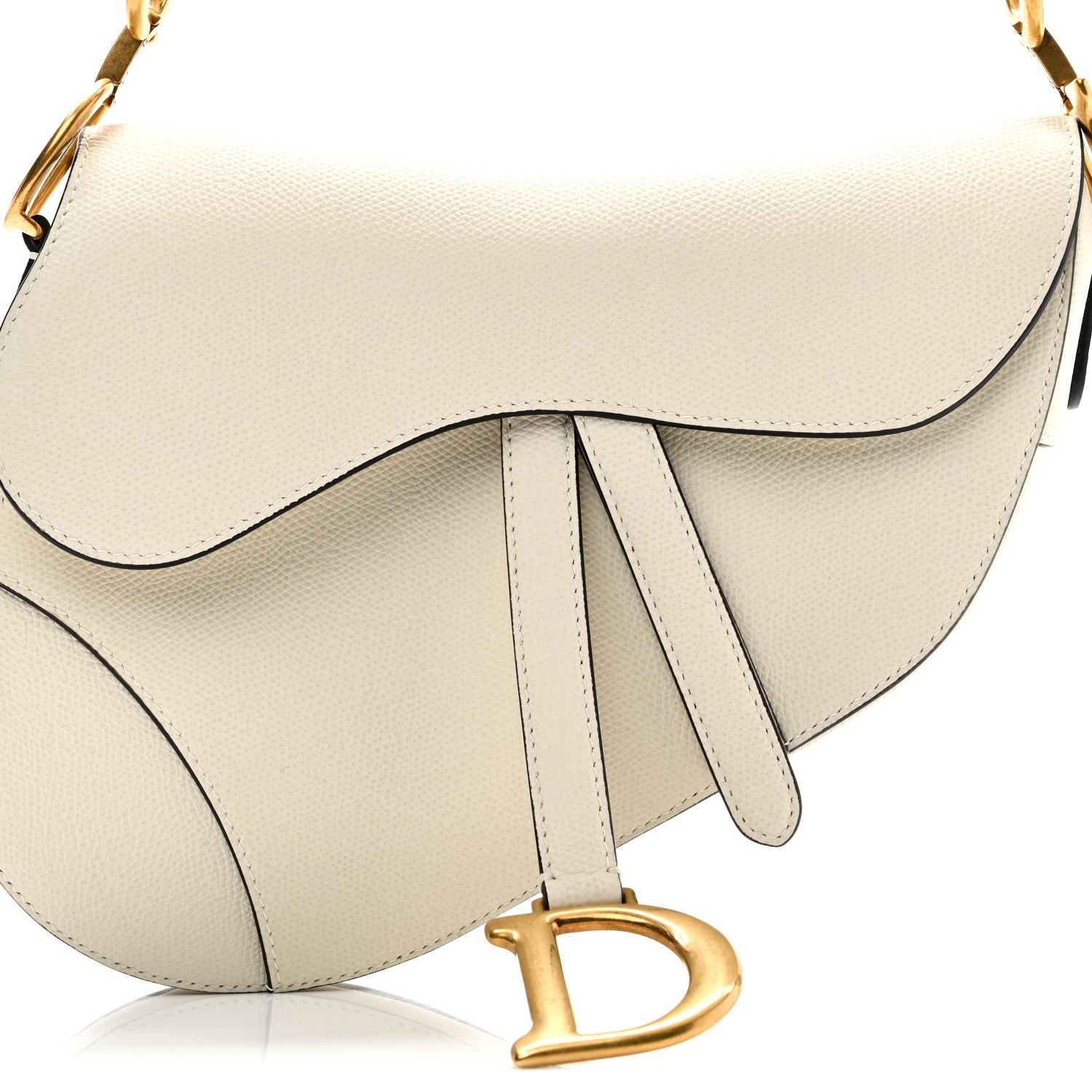 Christian Dior Grained Calfskin Saddle Bag White 8 of 11