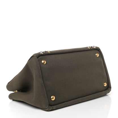 Prada Canvas Studded Crystal Canapa Tote Militare 3 of 4