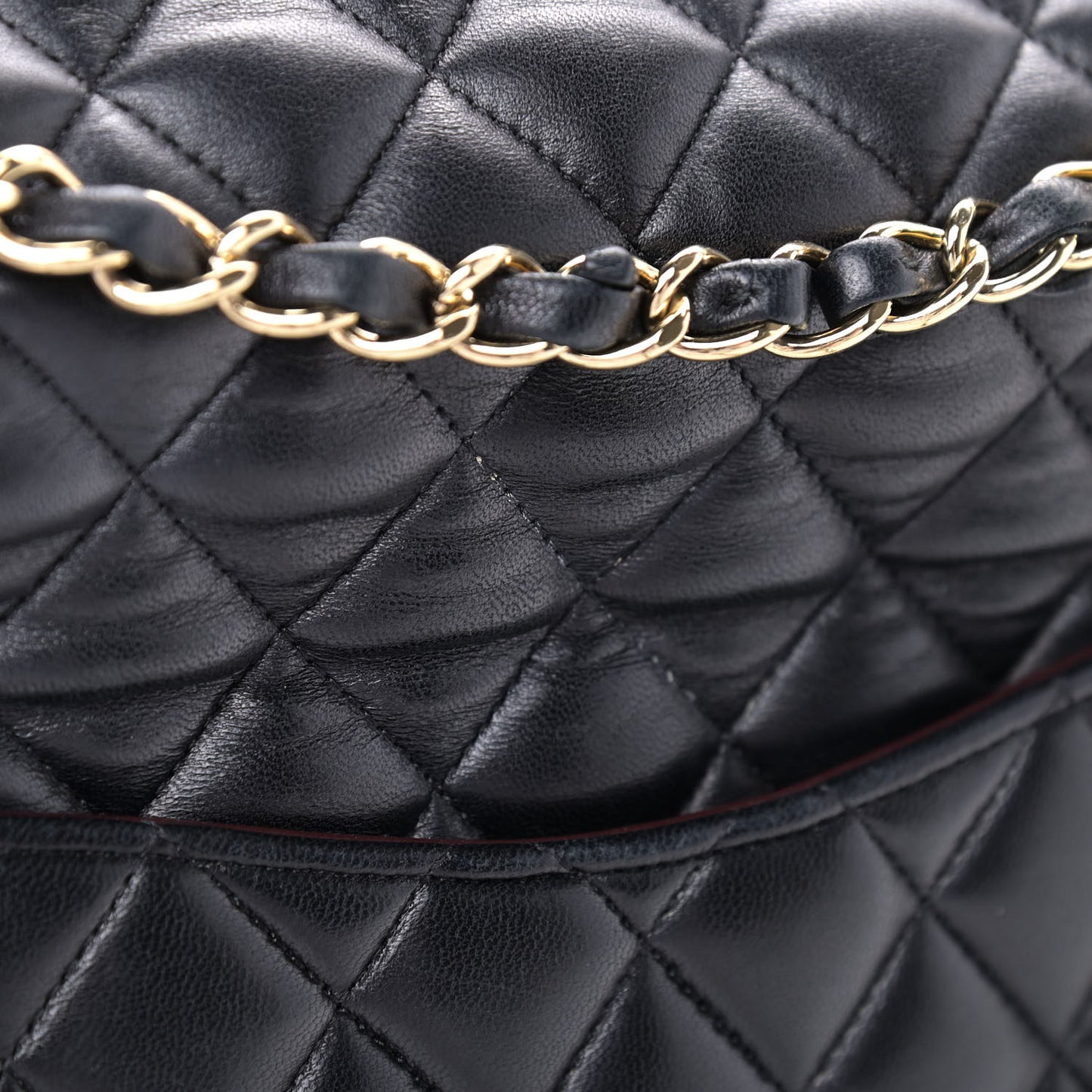 Lambskin Quilted Medium Double Flap Black