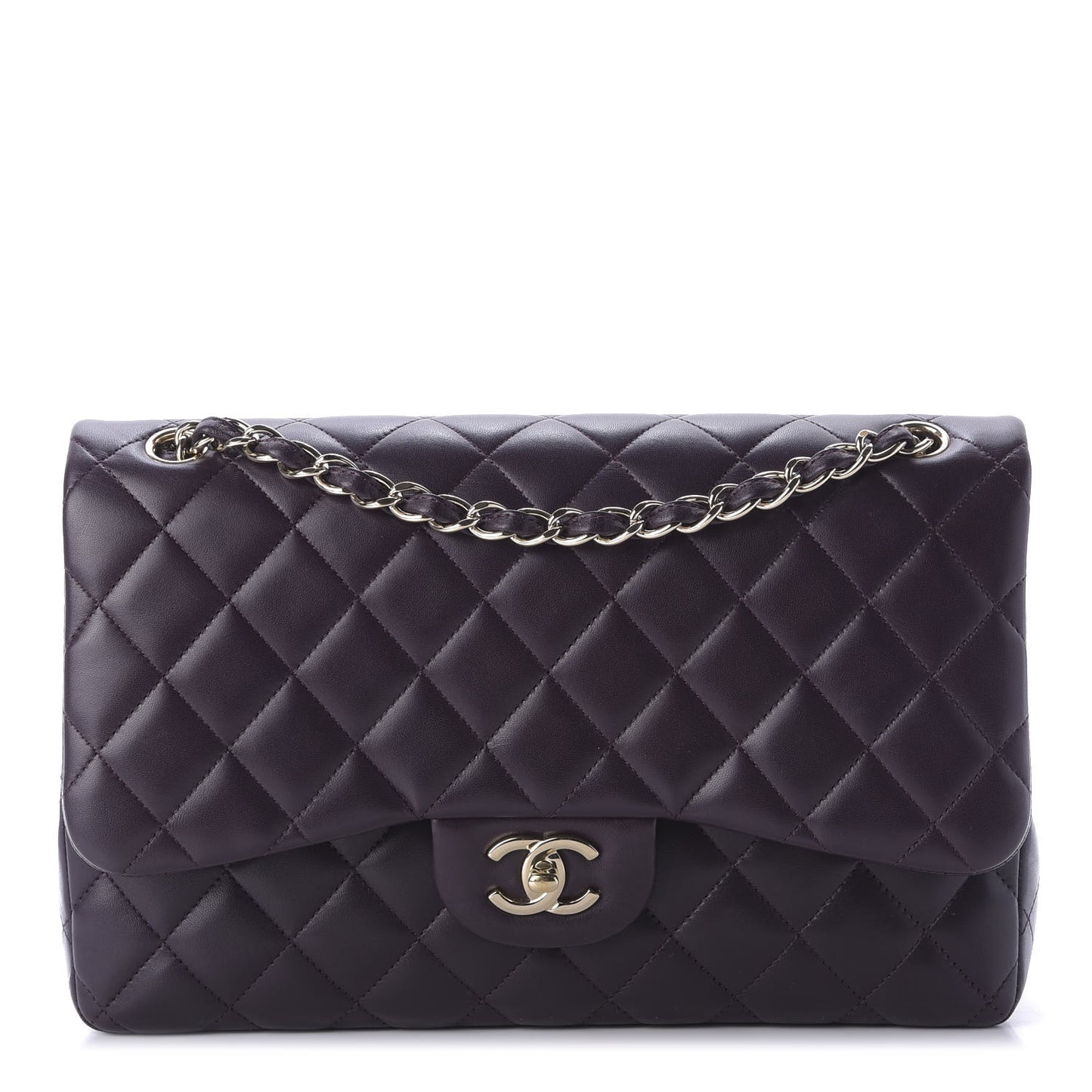 Lambskin Quilted Jumbo Double Flap Purple