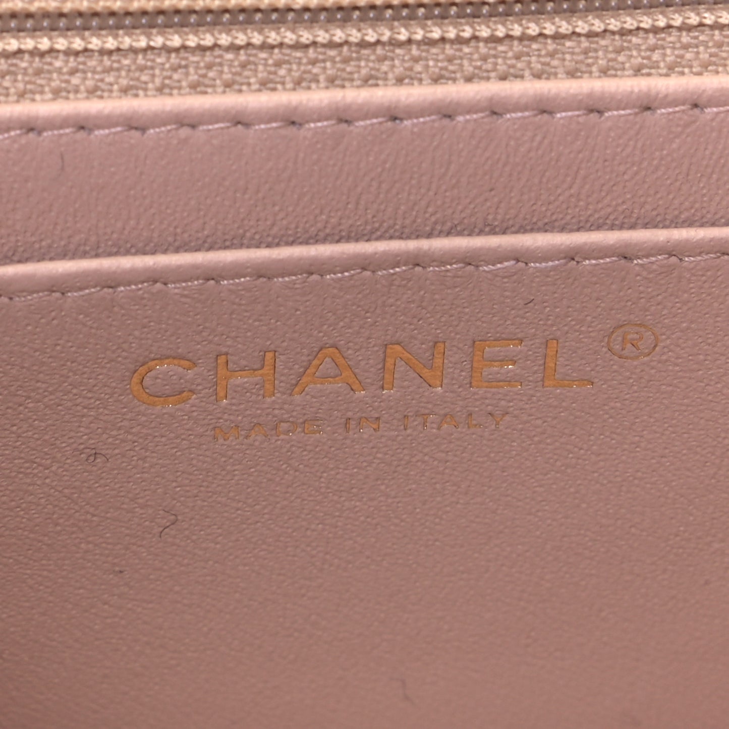 Lambskin Quilted Mini Rectangular Flap Beige