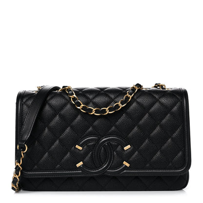 Chanel Caviar Quilted Medium CC Filigree Flap Black 1 of 12