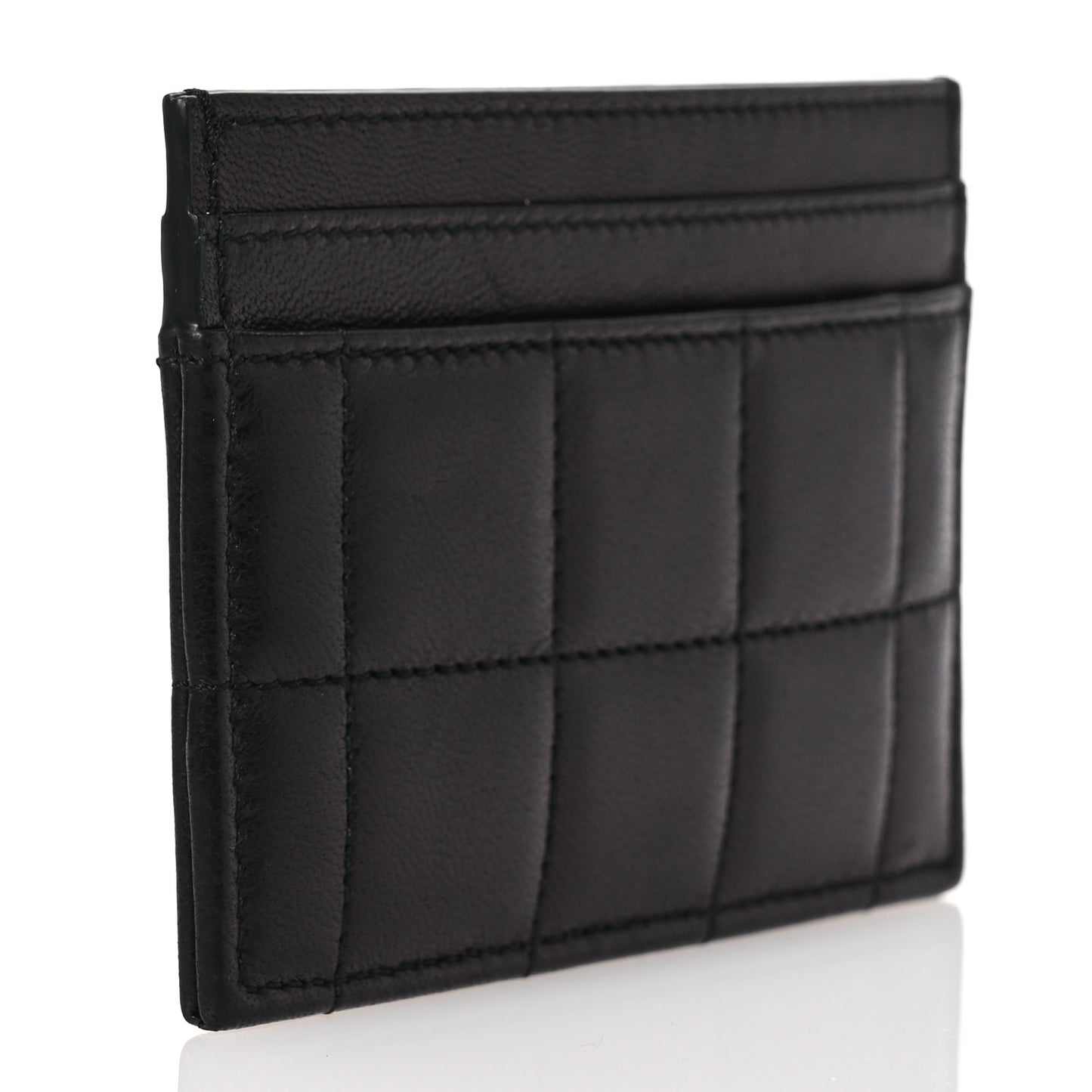 Lambskin Carre Quilted Gaby Card Case Black