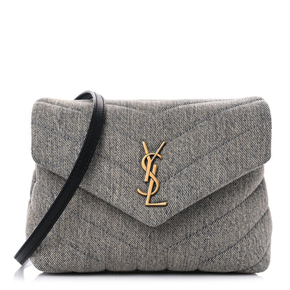Saint Laurent Denim Y Quilted Monogram Toy Loulou Crossbody Bag Grey 1 of 10