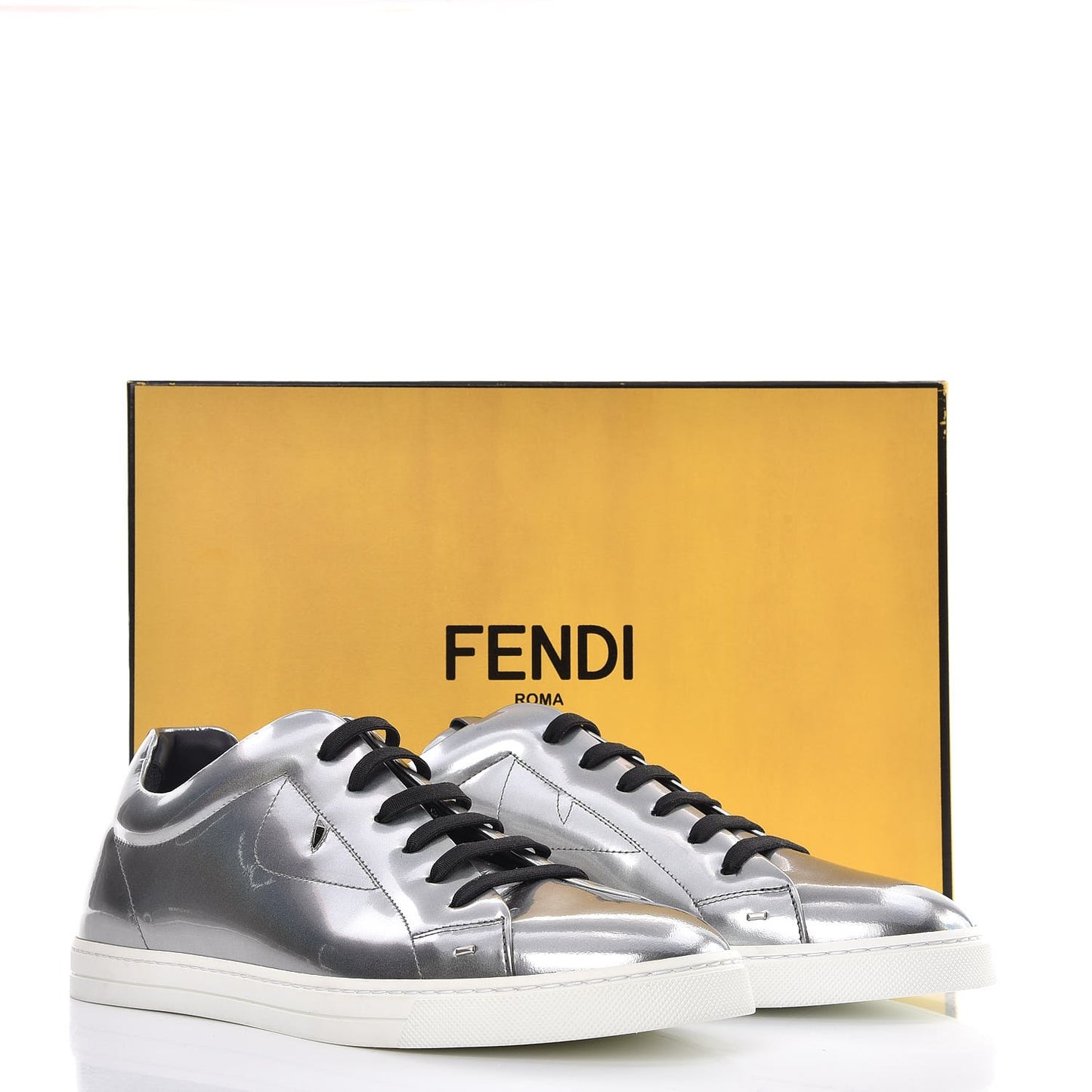Patent Monster Bag Bug Mens Low Top Sneakers 8 Argento