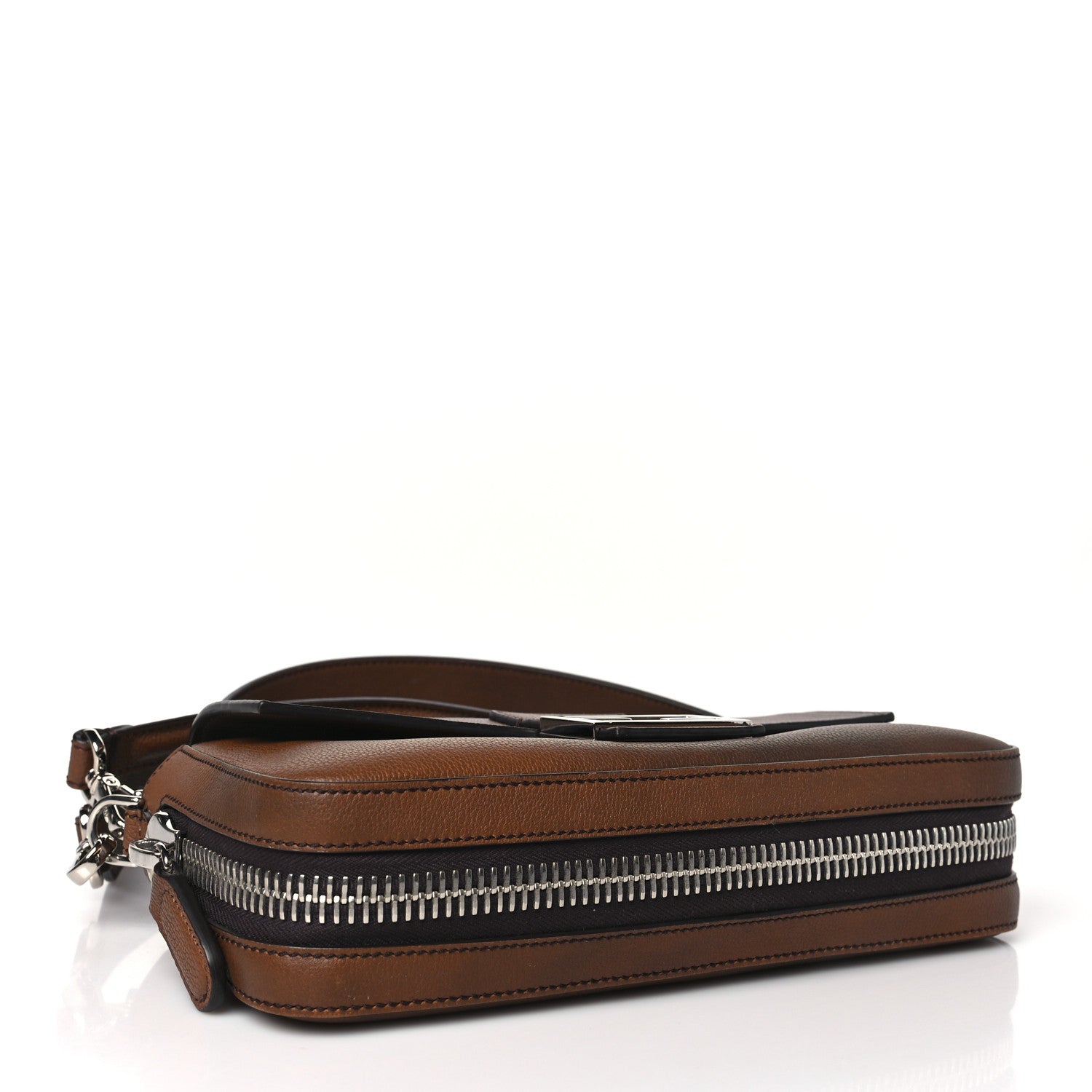 Fendi Vitello Fabric Jacquard FF Baguette Brown 4 of 9