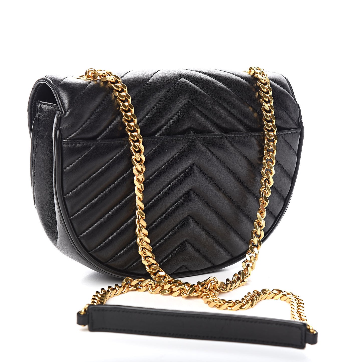 Lambskin Matelasse Chevron Monogram Bubble Chain Crossbody Black