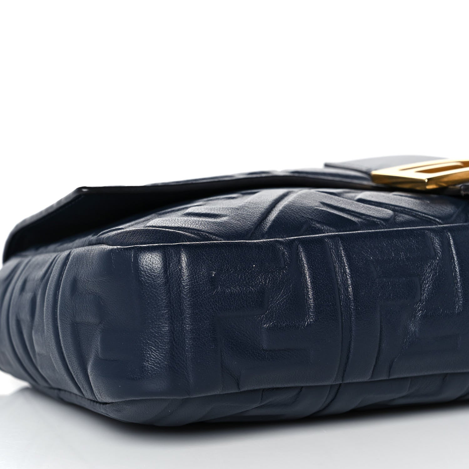 Fendi Nappa FF 1974 Embossed Large Baguette Midnight 6 of 8