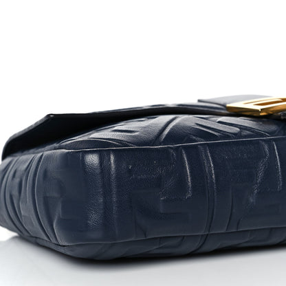 Fendi Nappa FF 1974 Embossed Large Baguette Midnight 6 of 8