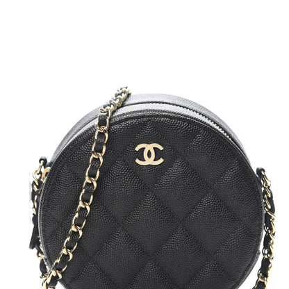 Chanel Caviar Quilted Round Clutch With Chain Black 10 of 11