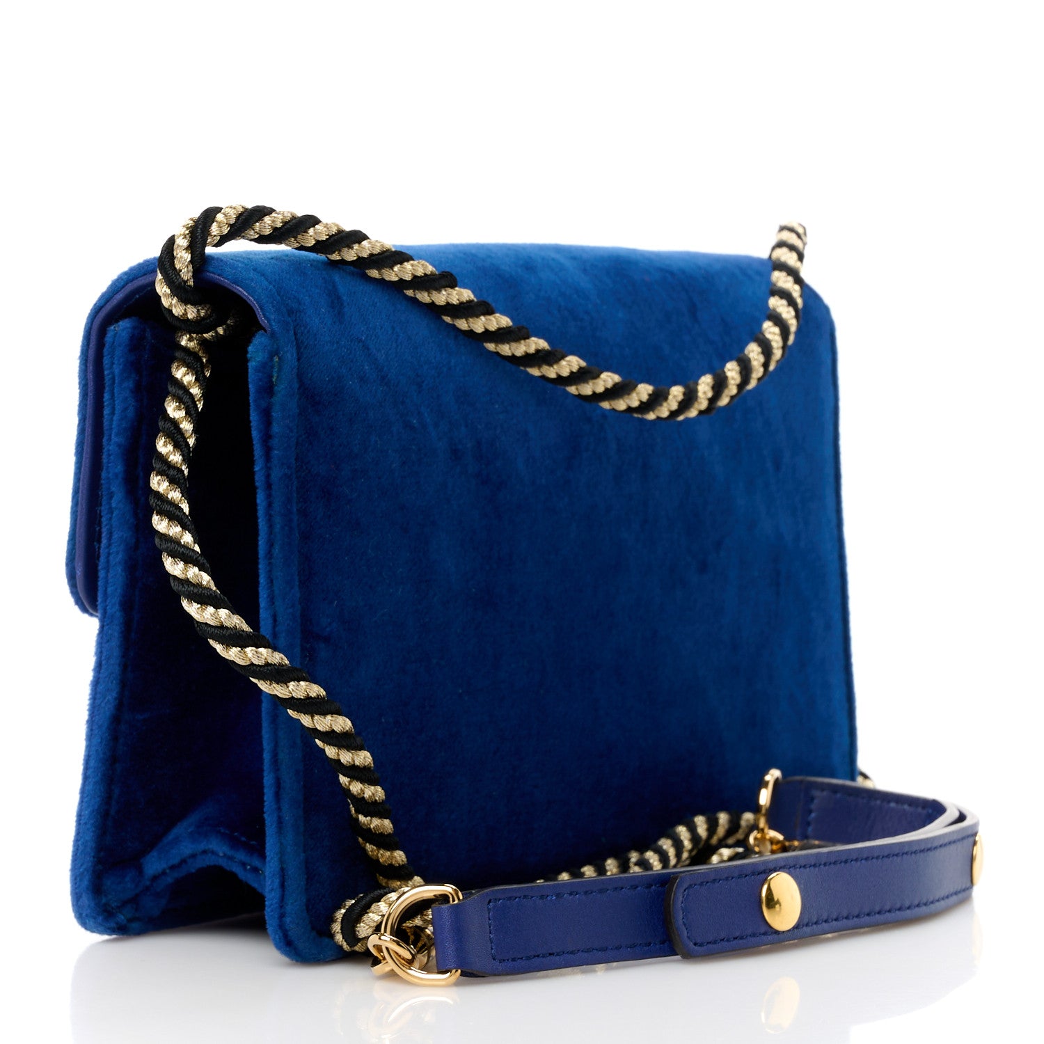 Gucci Velvet Crystal Square G Shoulder Bag Cobalt Blue 3 of 11