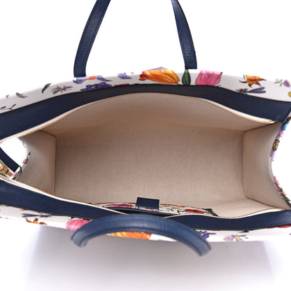 Gucci Canvas Large Flora Tote Navy Multicolor 5 of 10