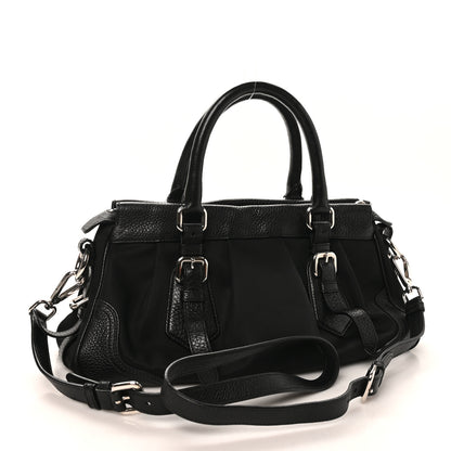 Prada Tessuto Nylon Vitello Daino Shopping Satchel Black 3 of 9