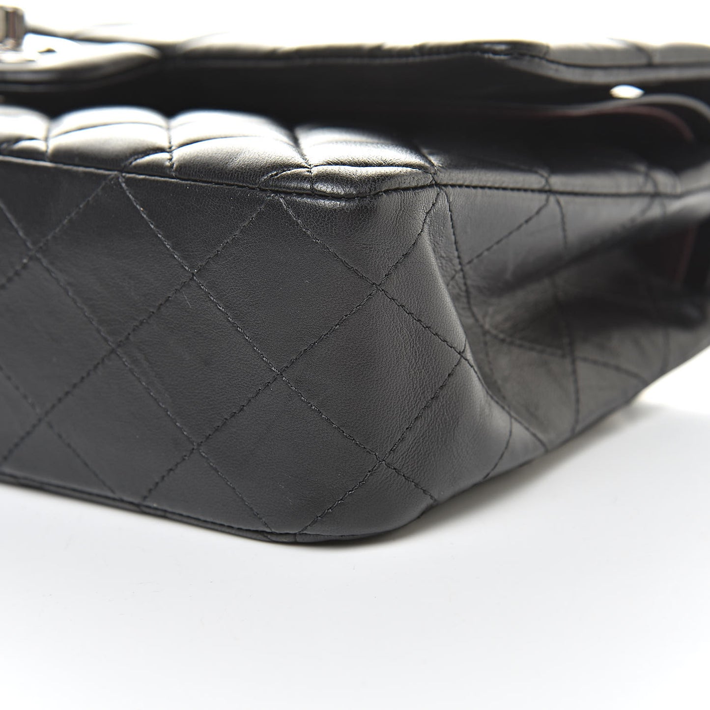 Lambskin Quilted Medium Double Flap Black