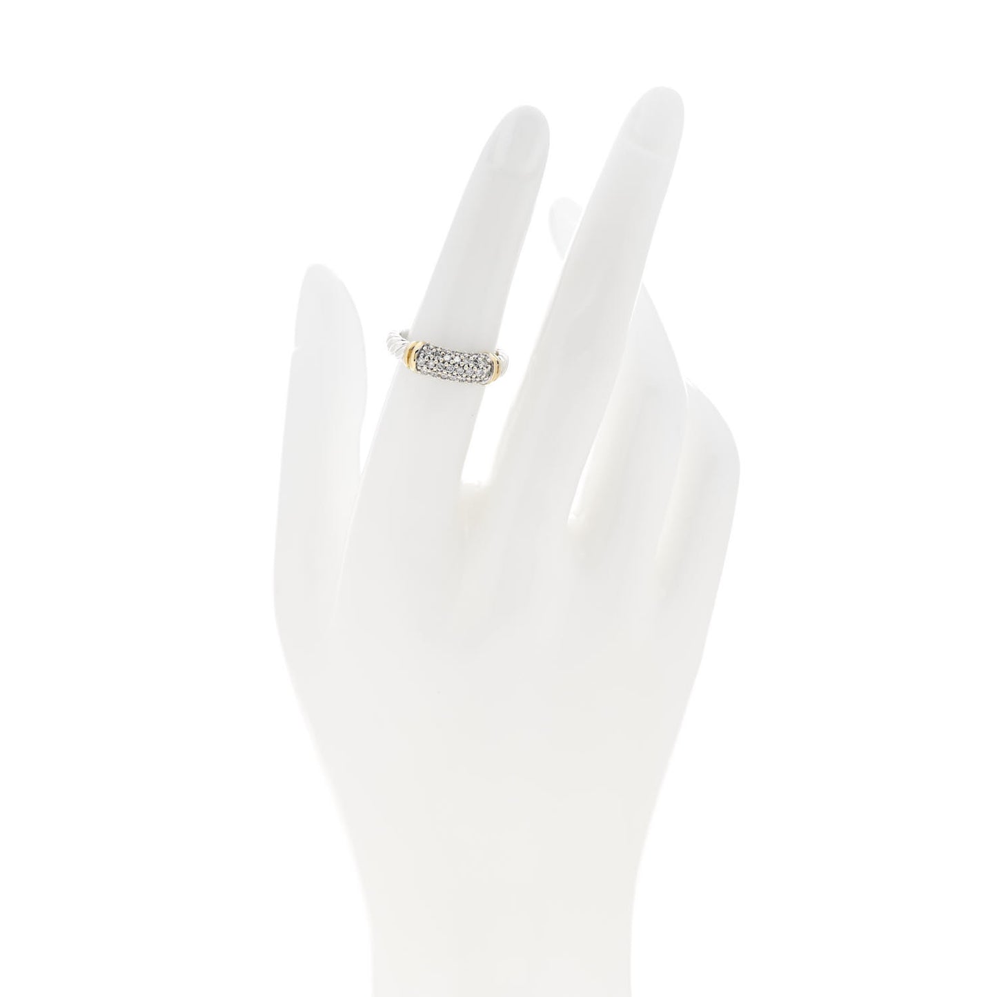 Sterling Silver 18K Yellow Gold Diamond 6mm Metro Cable Ring 51 5.75