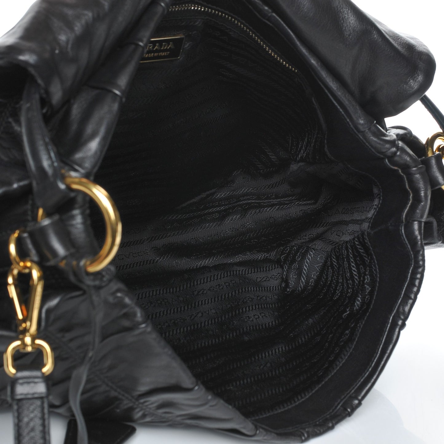 Nappa Dressy Gaufre Flap Bag Nero Black