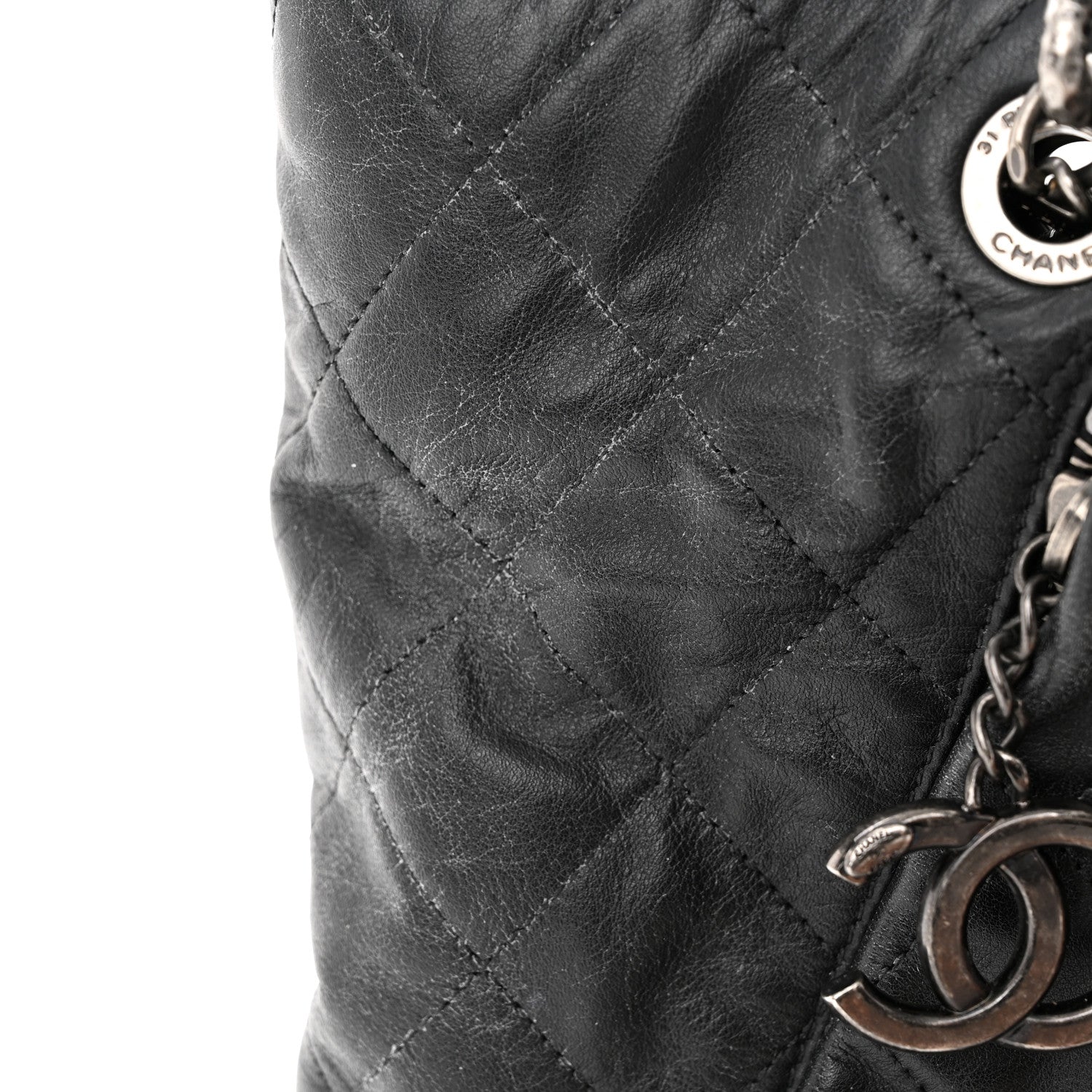 Chanel Calfskin Quilted Large Coco Pleats Tote Black 28 of 34