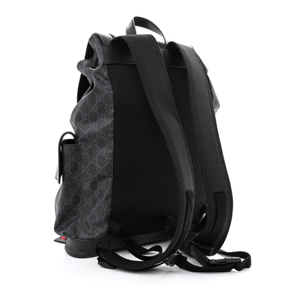 Gucci Soft GG Supreme Monogram Appia Calfskin Web Double Buckle Backpack Black 3 of 11