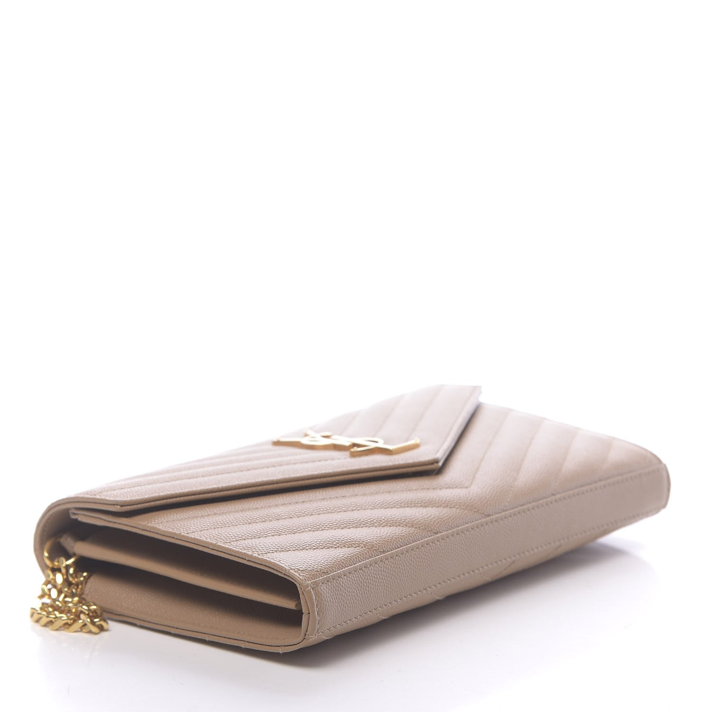 Grain De Poudre Matelasse Chevron Monogram Chain Wallet Light Taupe