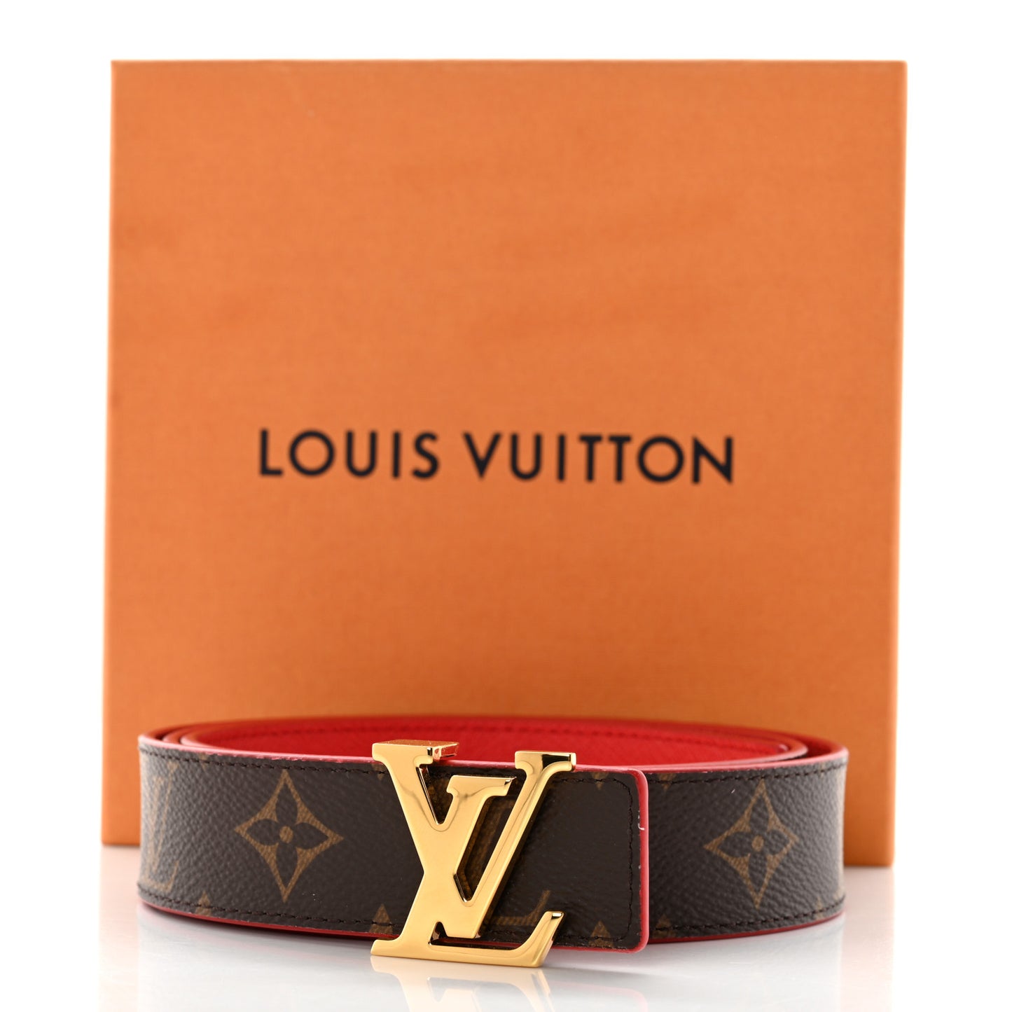 Monogram 30mm LV Initiales Reversible Belt 90 36 Coquelicot