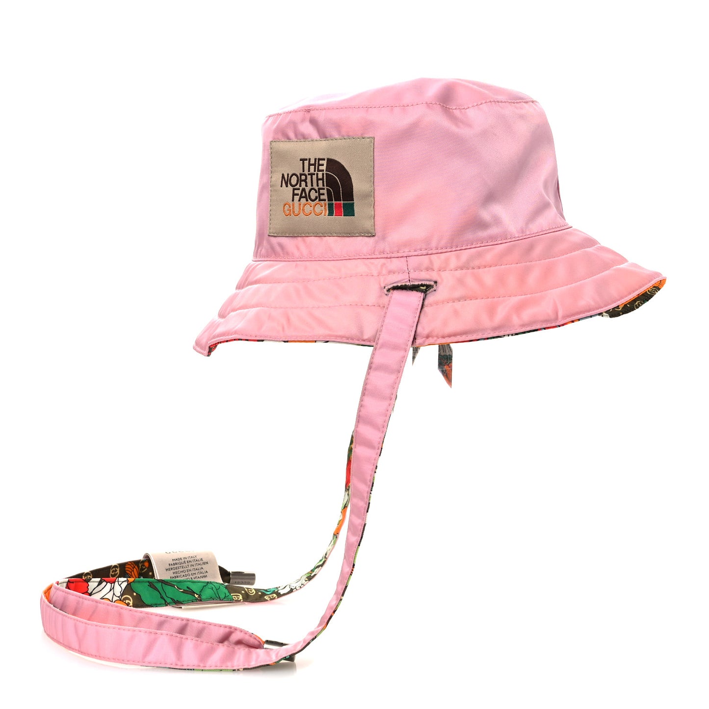 X THE NORTH FACE Econyl Nylon Floral Reversible Self-Tie Bucket Hat Pink