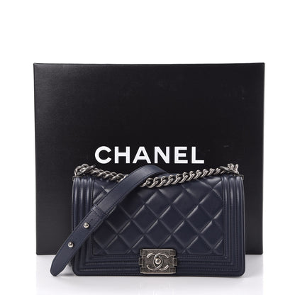 Chanel Calfskin Quilted Medium Boy Flap Navy Blue 10 of 10