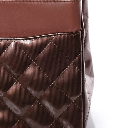 Chanel Striated Patent Quilted Jumbo Double Flap Dark Pink 14 of 14
