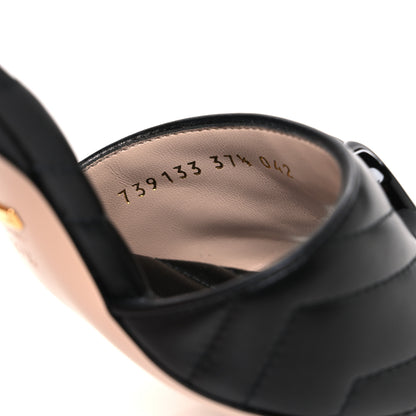 Gucci Nappa Matelasse Monochrome GG Marmont 75mm Slide Sandals 37.5 Black 10 of 11