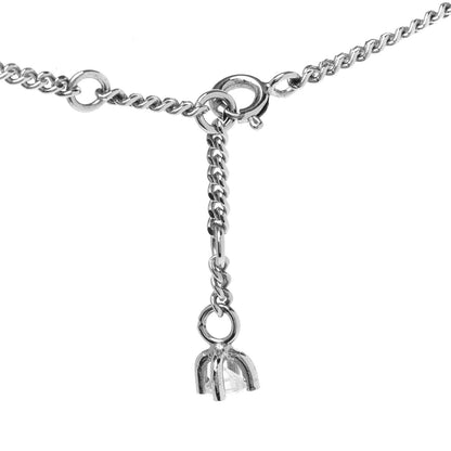 Fendi Metal Crystal Double Strand Logo Drop Necklace Silver 5 of 6