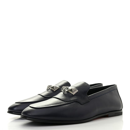 Hermes Goatskin Mens Blaise Loafers 42 Marine 3 of 8