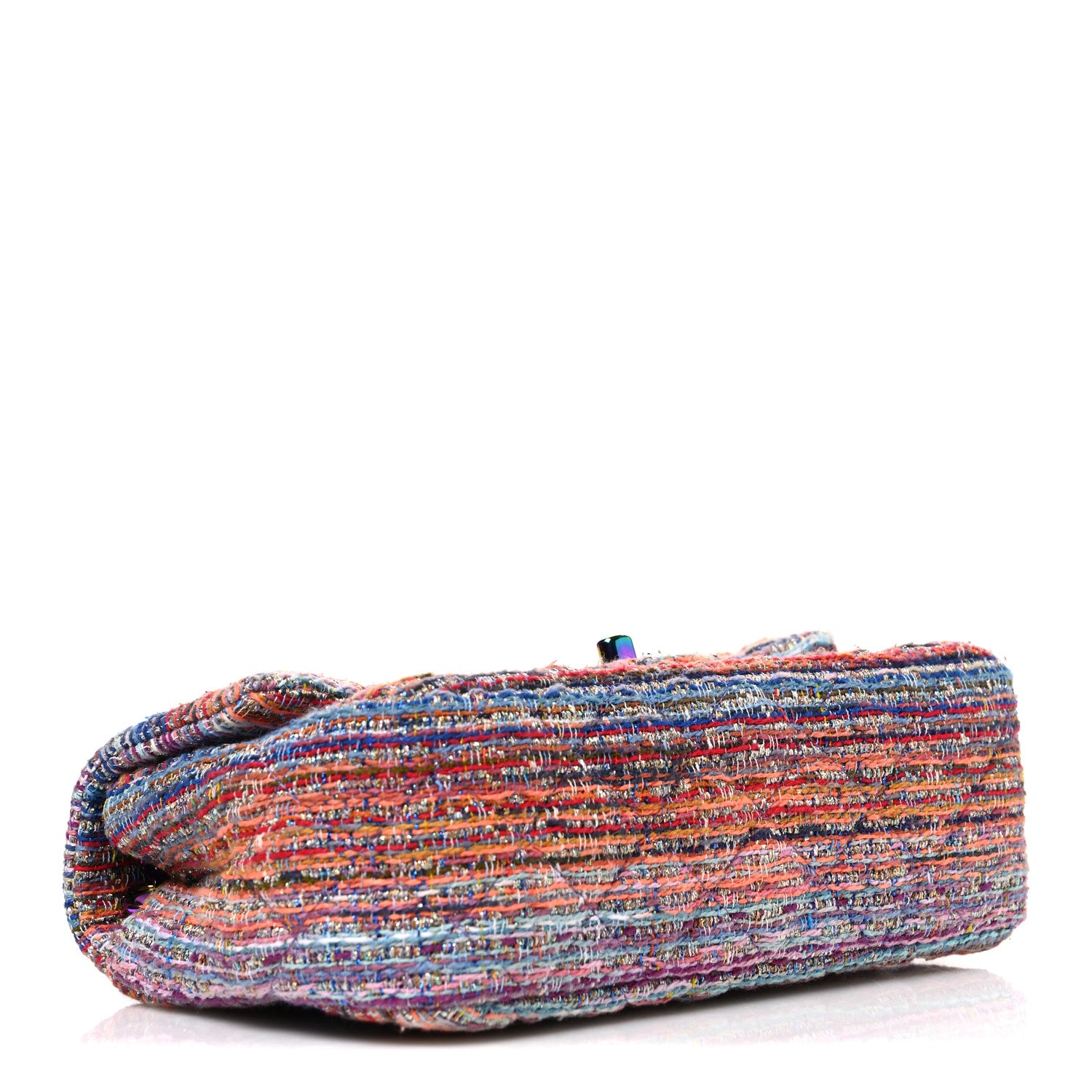 Chanel Tweed Quilted Mini Rectangular Flap Blue Pink Orange 4 of 11