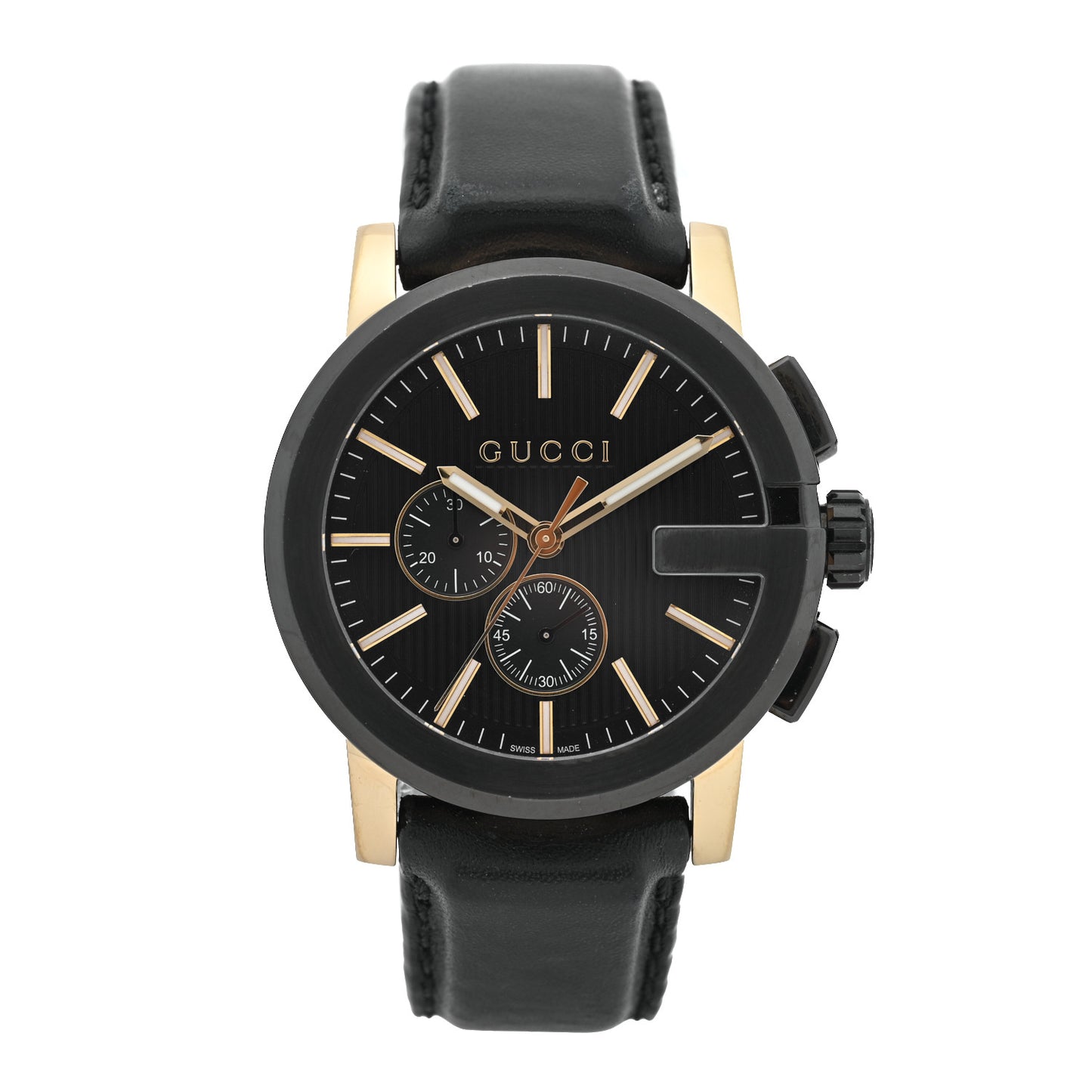 PVD Stainless Steel Calfskin 44mm G-Chrono Quartz Watch Black