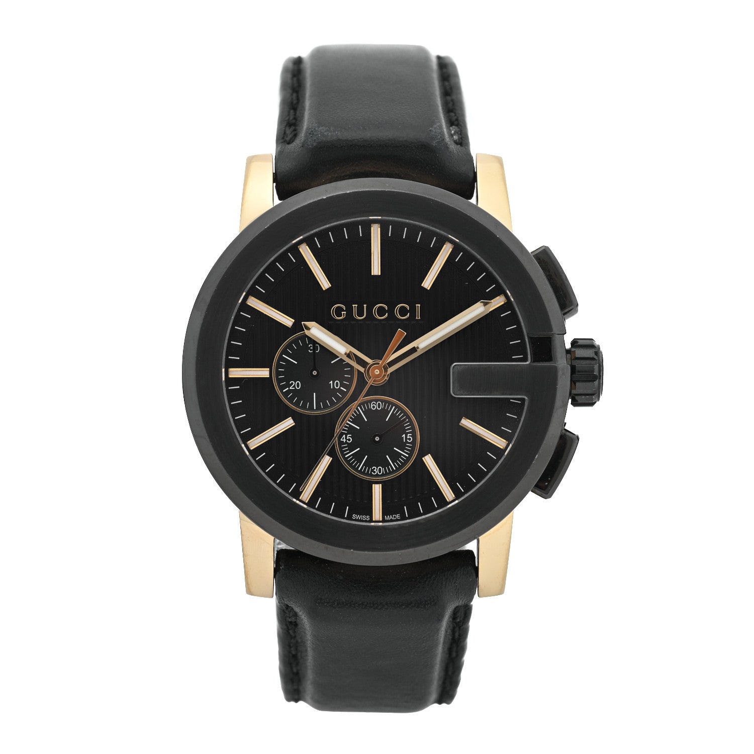 Gucci PVD Stainless Steel Calfskin 44mm G-Chrono Quartz Watch Black 1 of 4