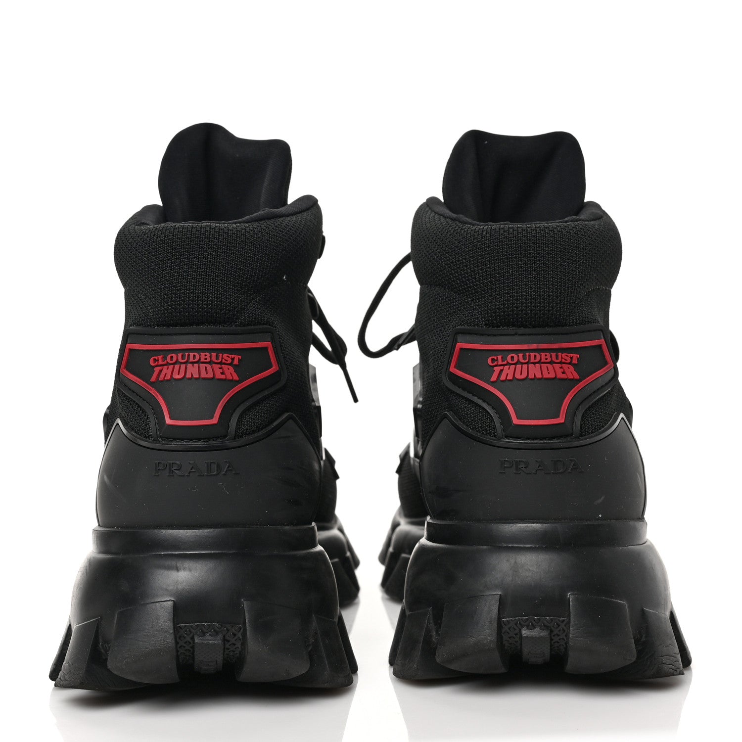 Prada Knit Fabric Cloudbust Thunder High Top Sneakers 8 Black 5 of 7