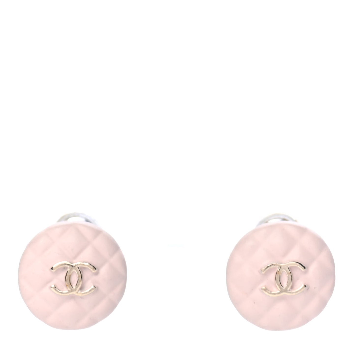 Enamel Quilted CC Earrings Pink Gold